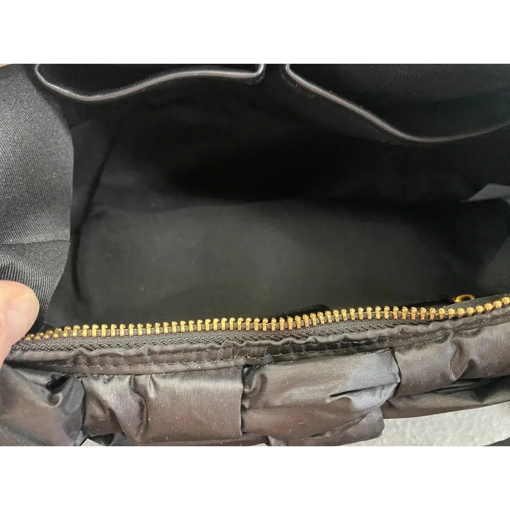 Sam Edelman ELCIE Black Puffer Woven Quilted Hobo Shoulder Bag Gold Logo NWT‎